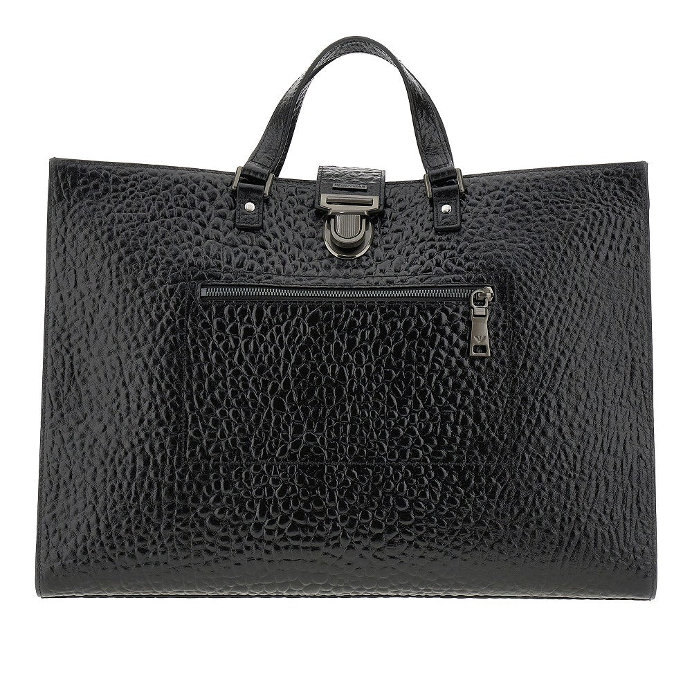Grained leather tote bag