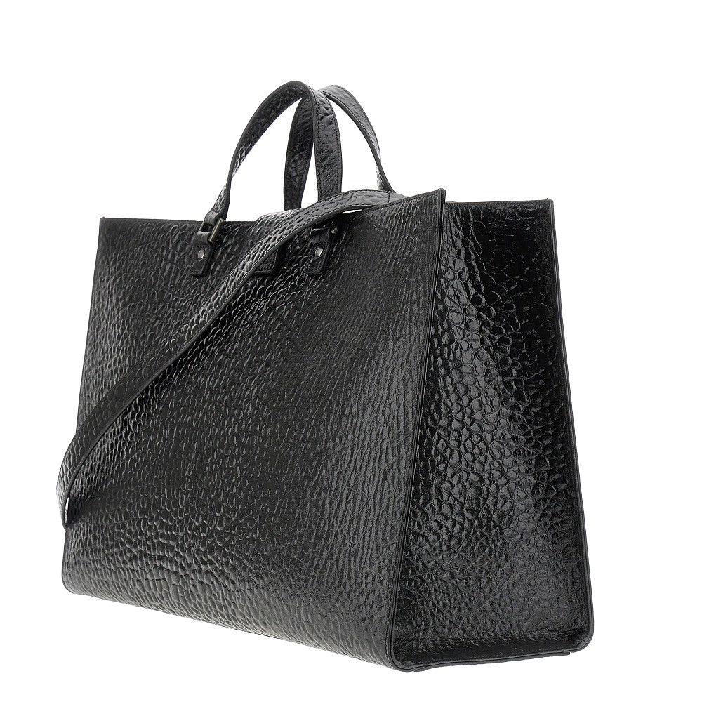Grained leather tote bag