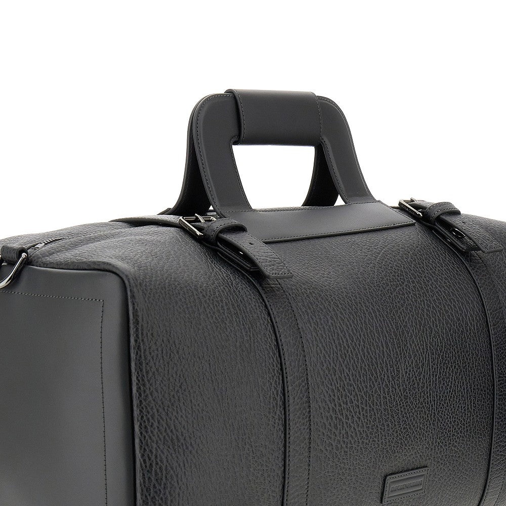 Grained leather weekend bag