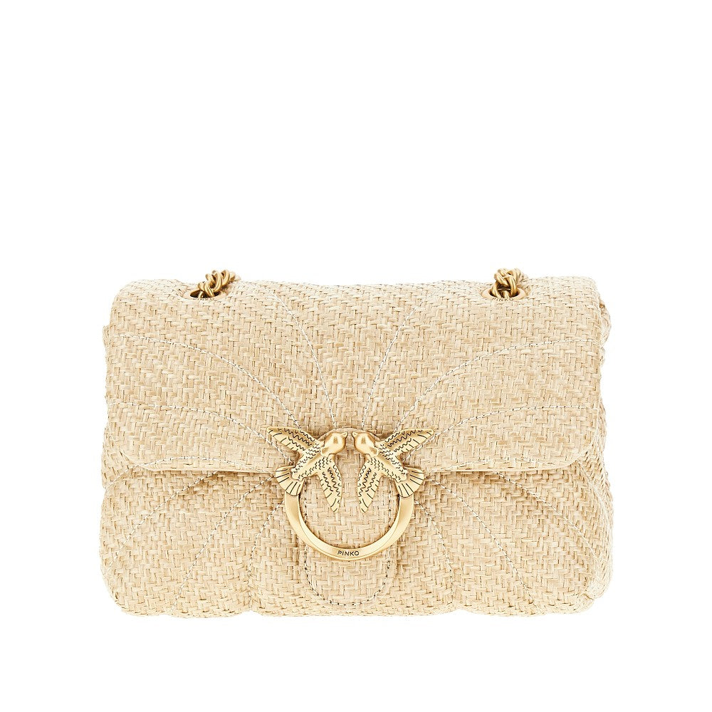 Love Mini Puff quilted raffia bag