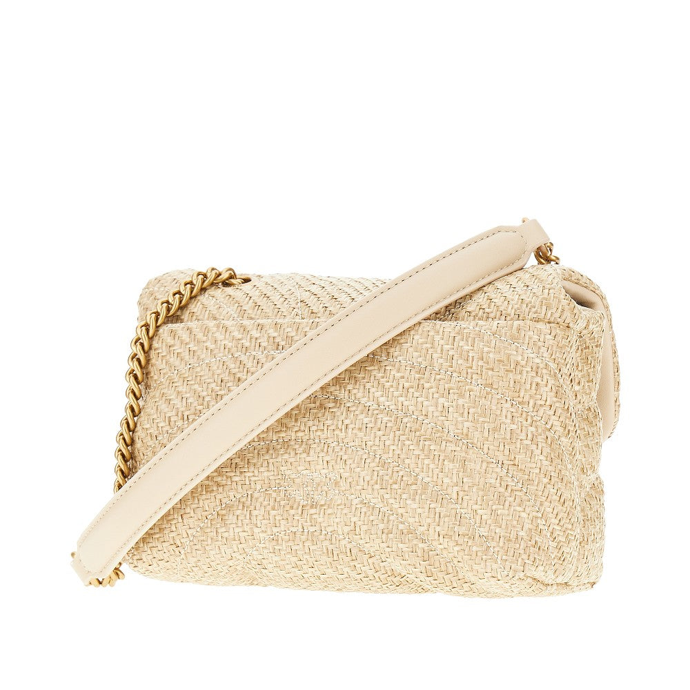 Love Mini Puff quilted raffia bag