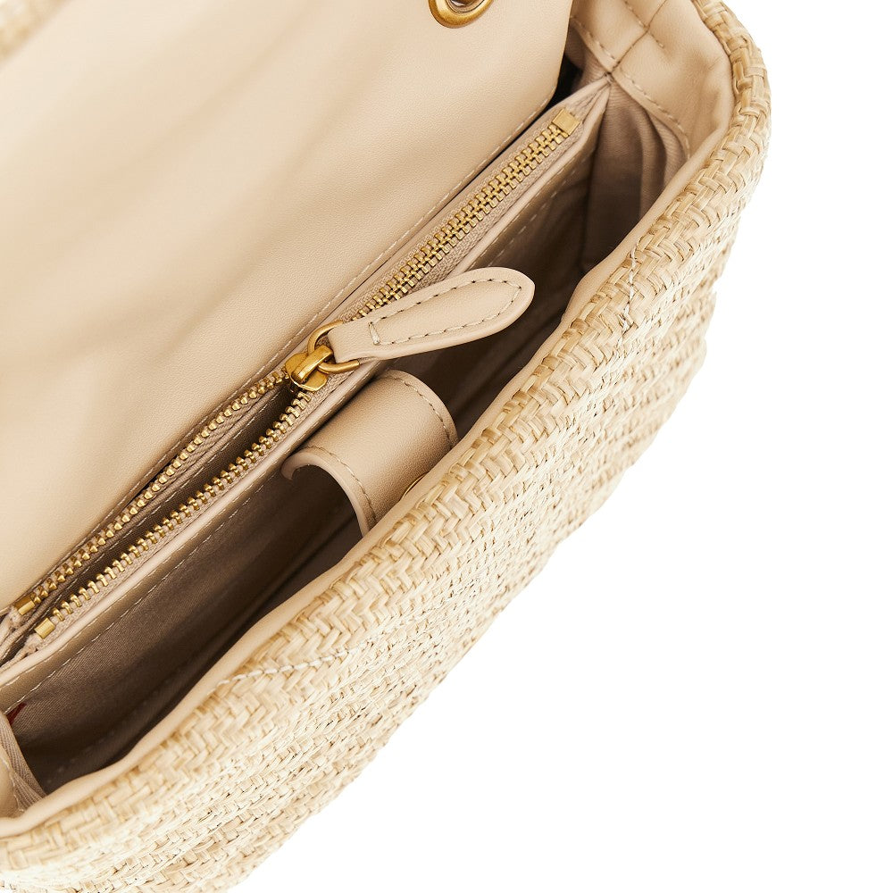 Love Mini Puff quilted raffia bag
