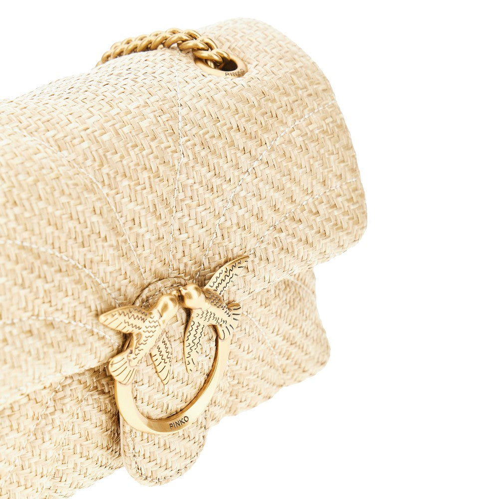 Love Mini Puff quilted raffia bag