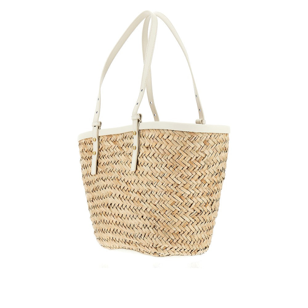 Shopping bag in rafia e pelle
