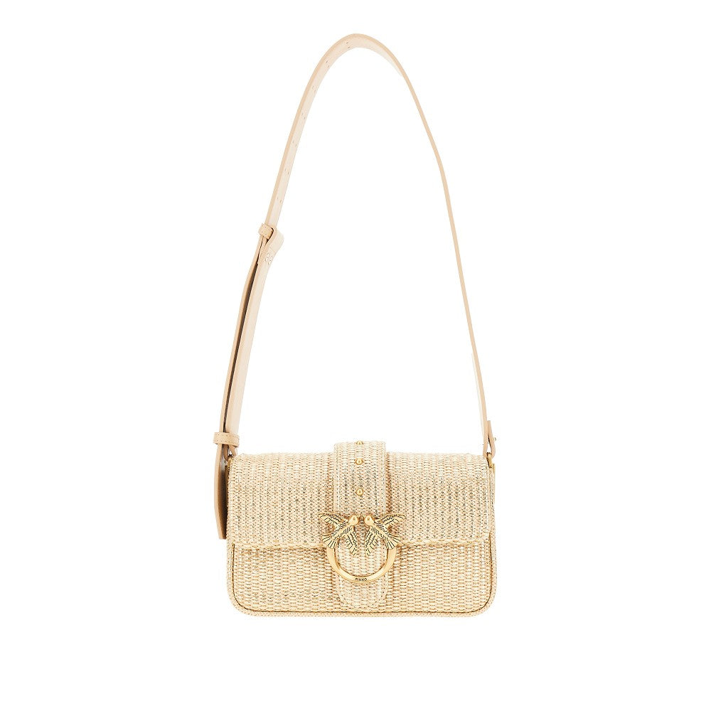 Laminated raffia mini Love One bag