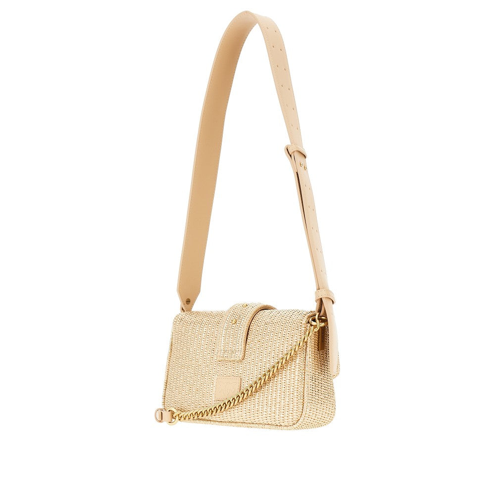 Laminated raffia mini Love One bag