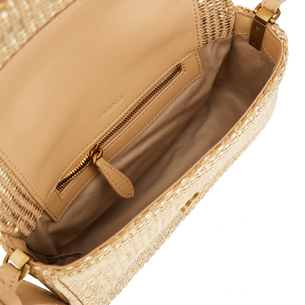 Laminated raffia mini Love One bag