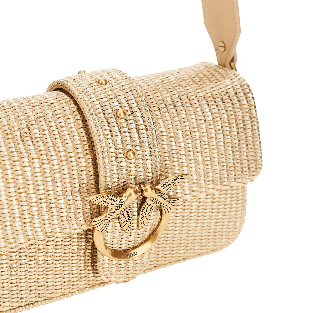 Laminated raffia mini Love One bag