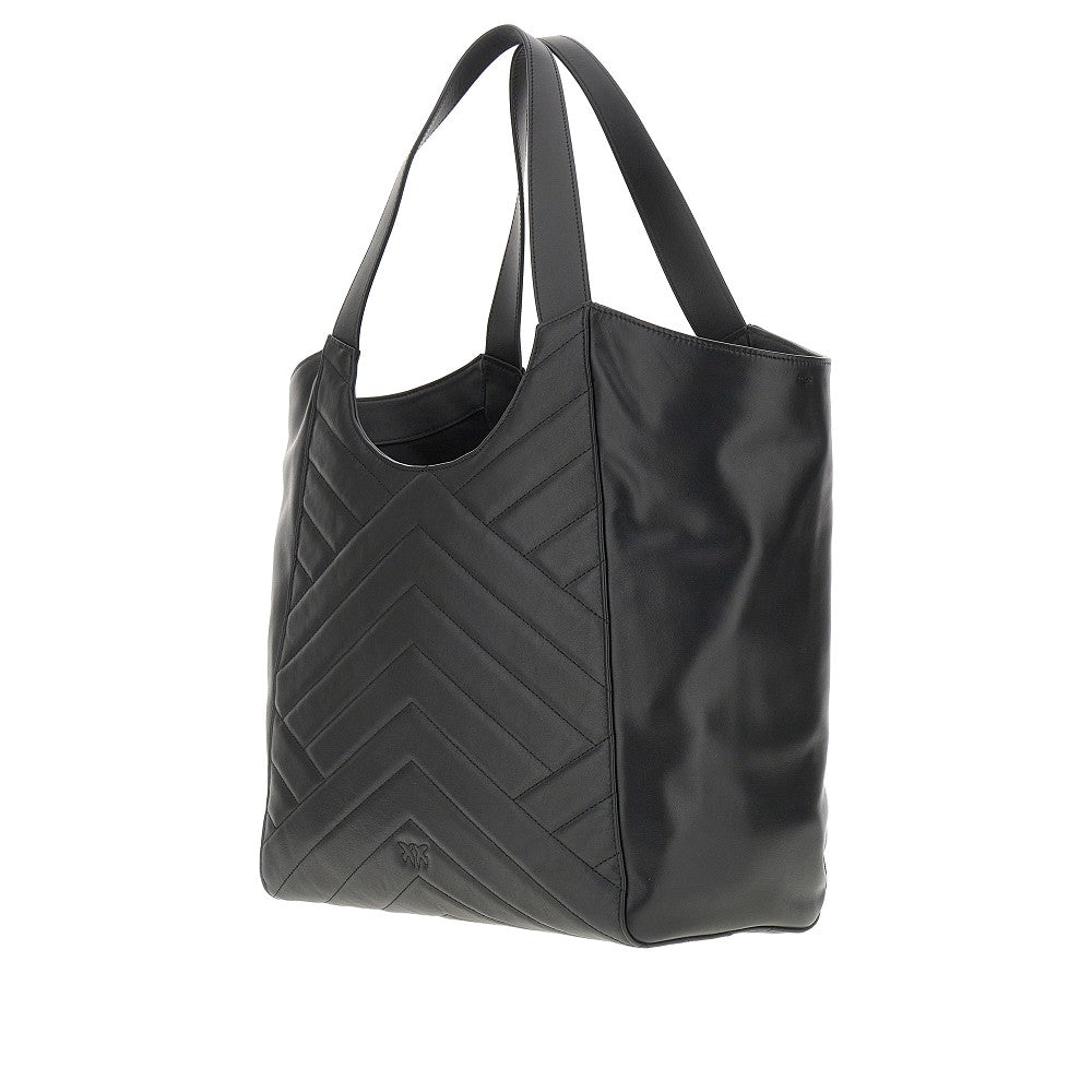 Shopping bag in pelle trapuntata