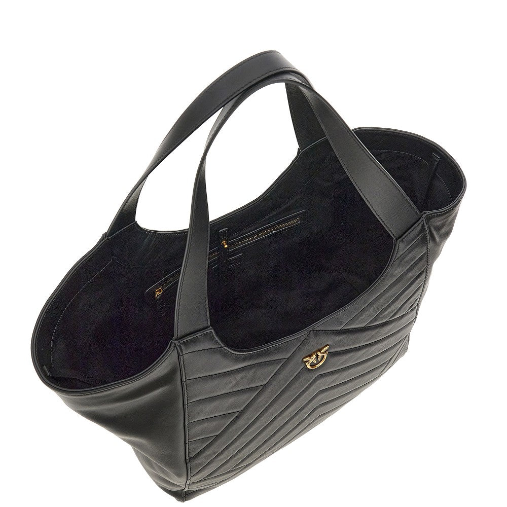 Shopping bag in pelle trapuntata