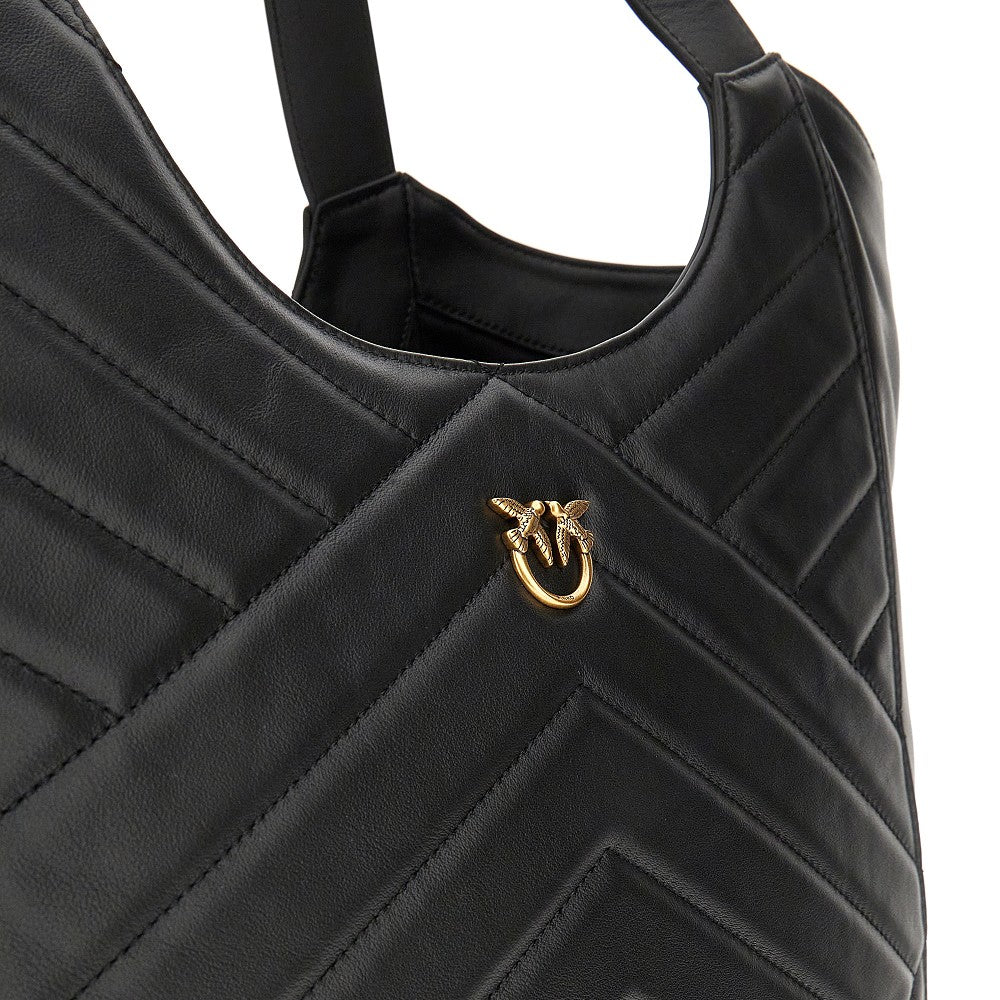 Shopping bag in pelle trapuntata