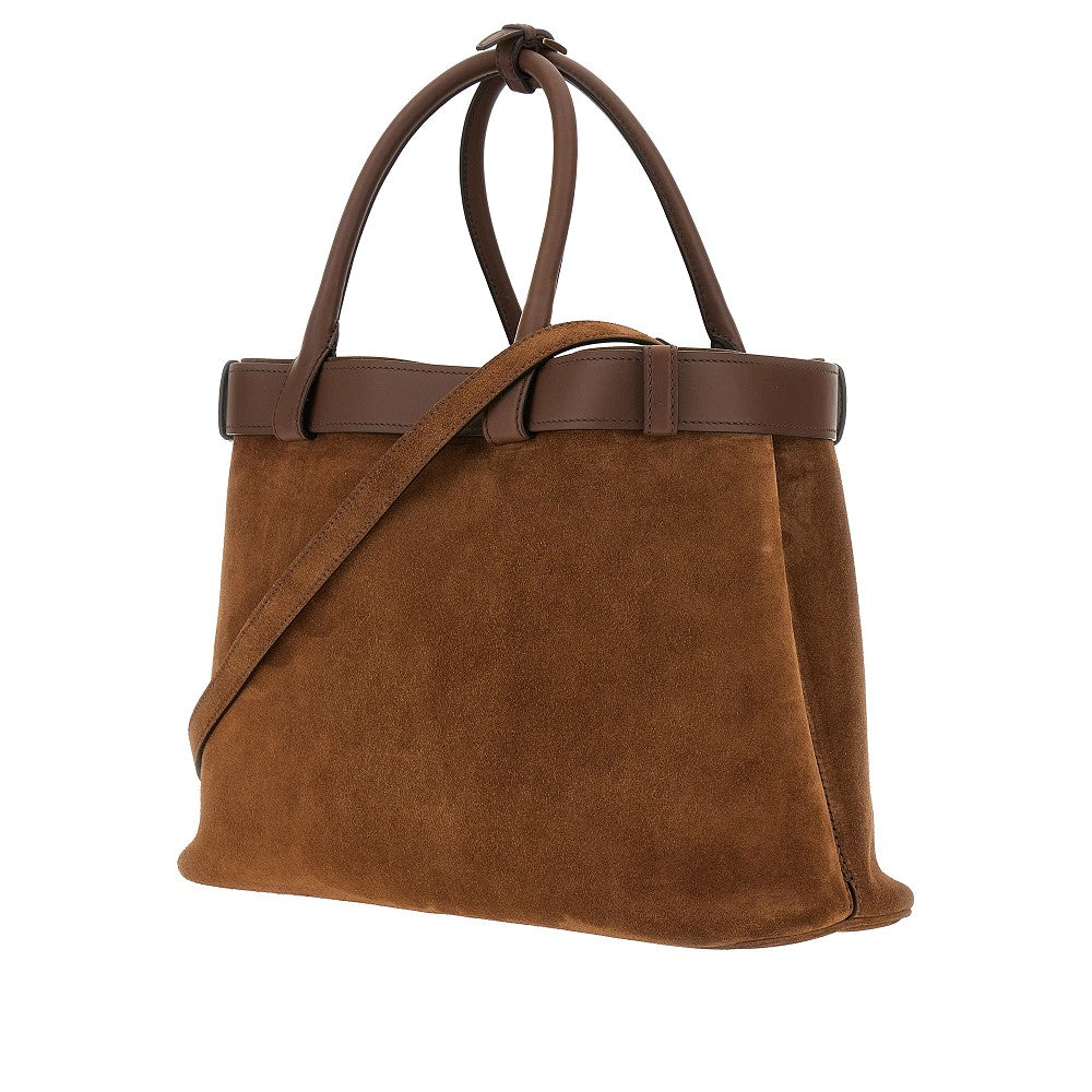 Large 'Prada Buckle' suede leather bag