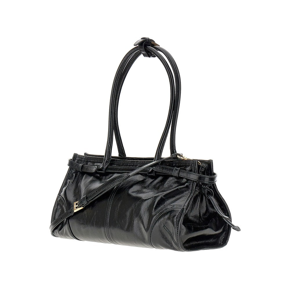 Borsa media in pelle lucida