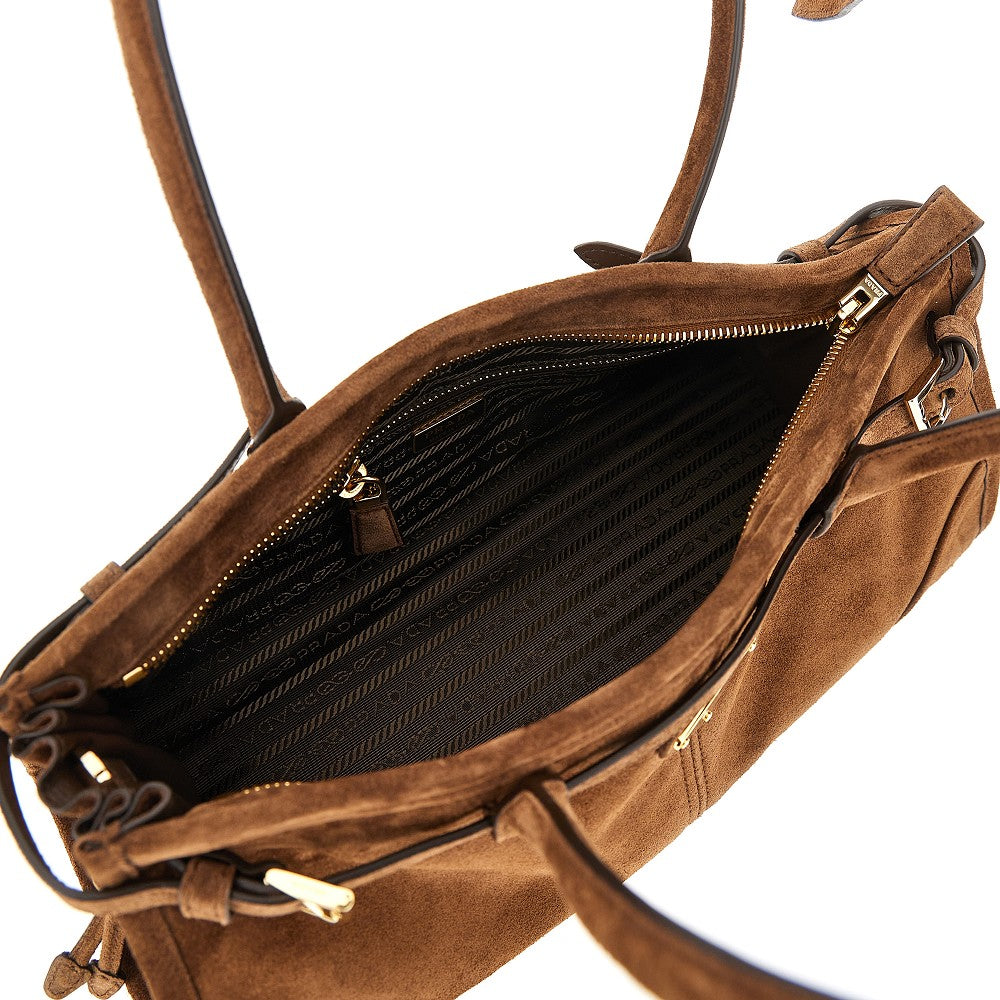 Borsa 'Prada Bonnie' media in suede