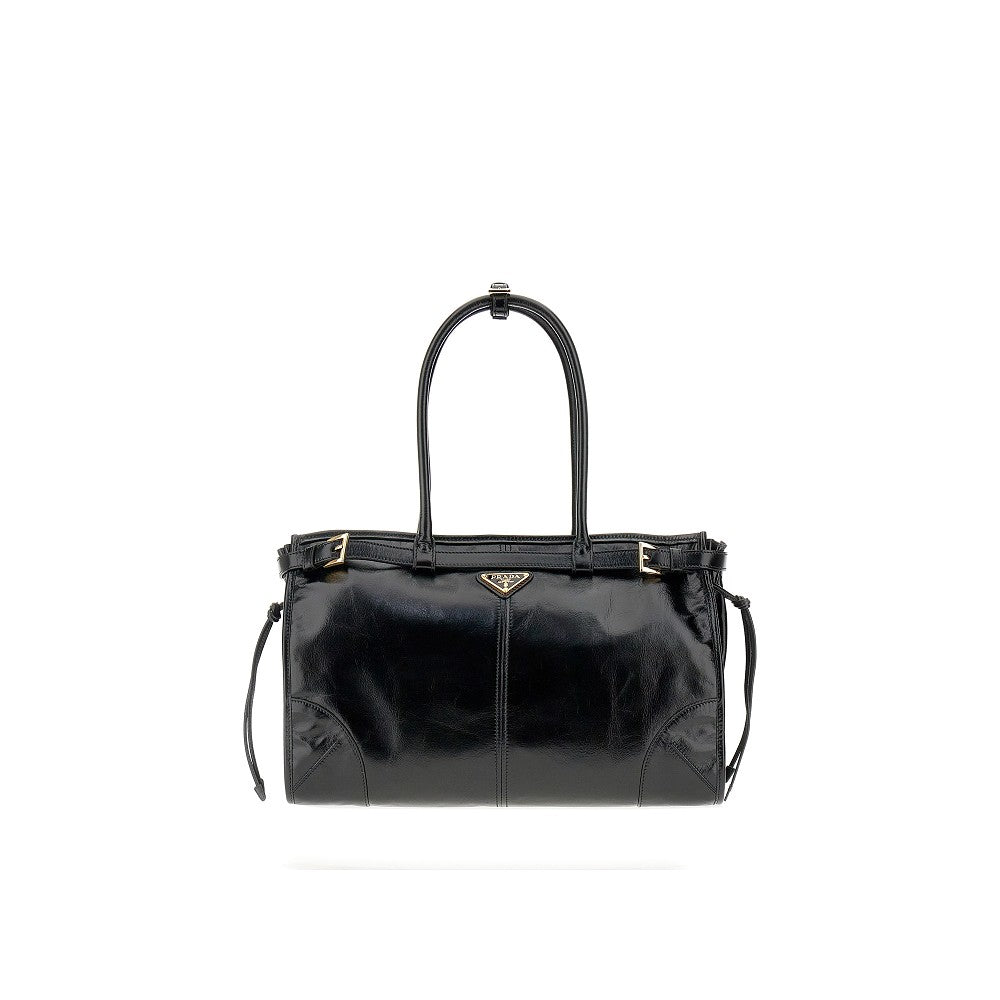 Borsa a mano grande in pelle lucida