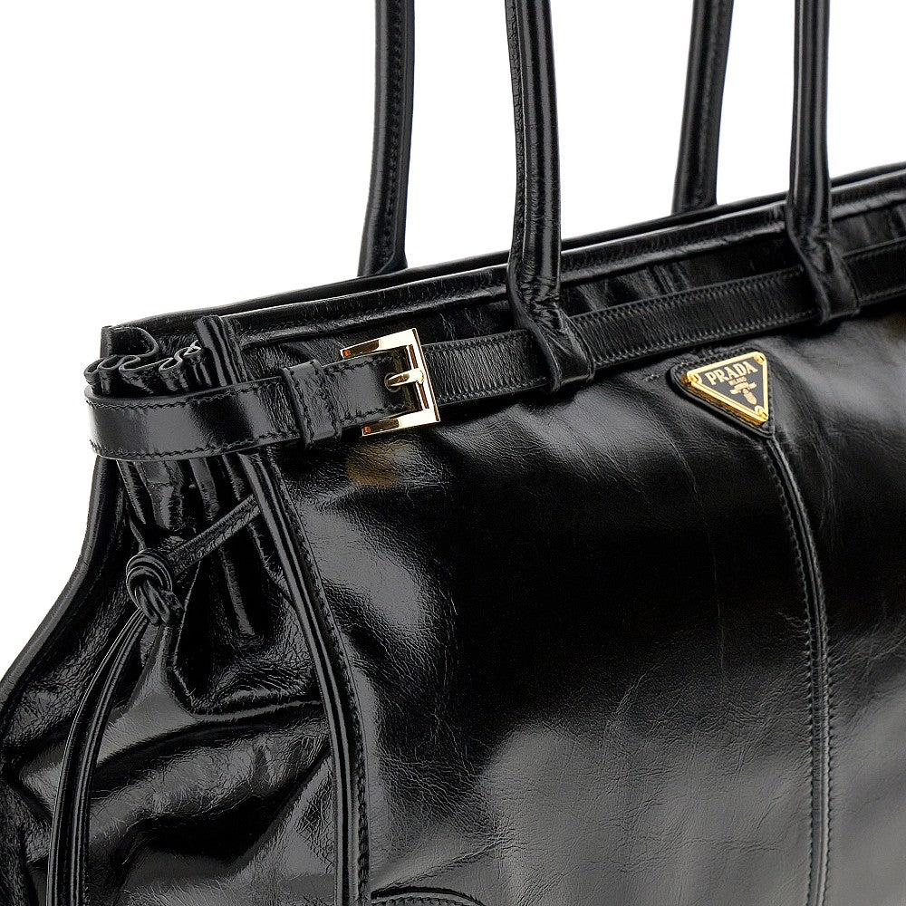 Borsa a mano grande in pelle lucida