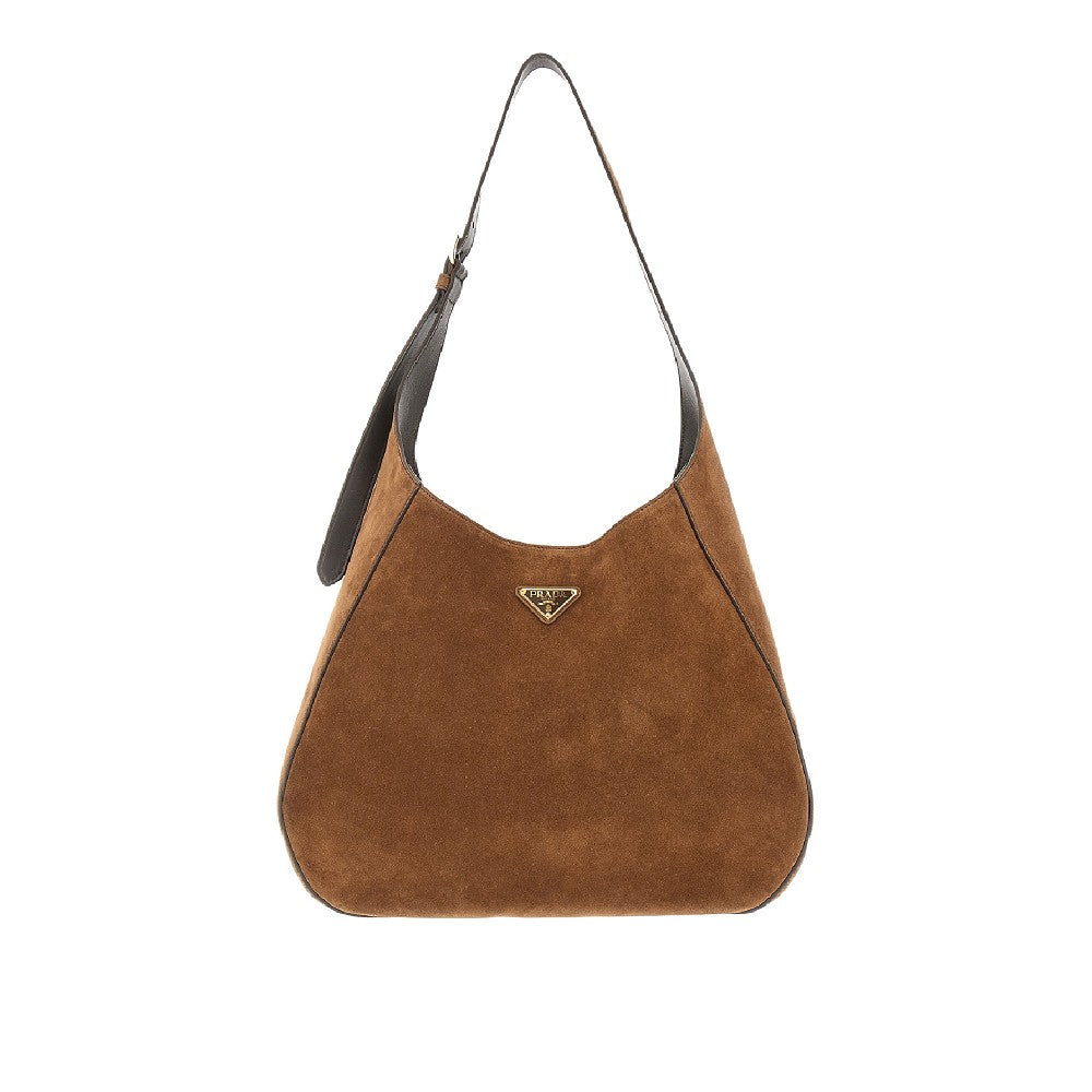 Suede leather large hobo bag