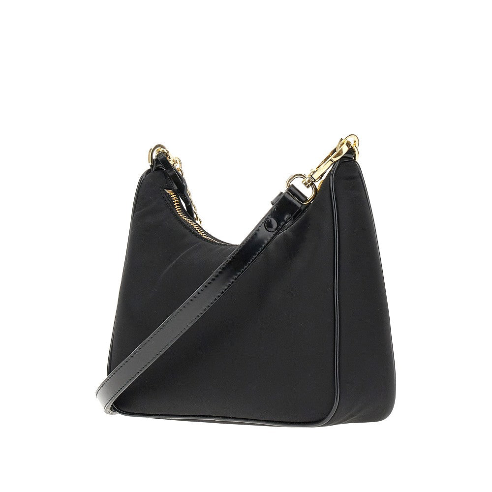 Borsa in Re-Nylon con tasca in pelle