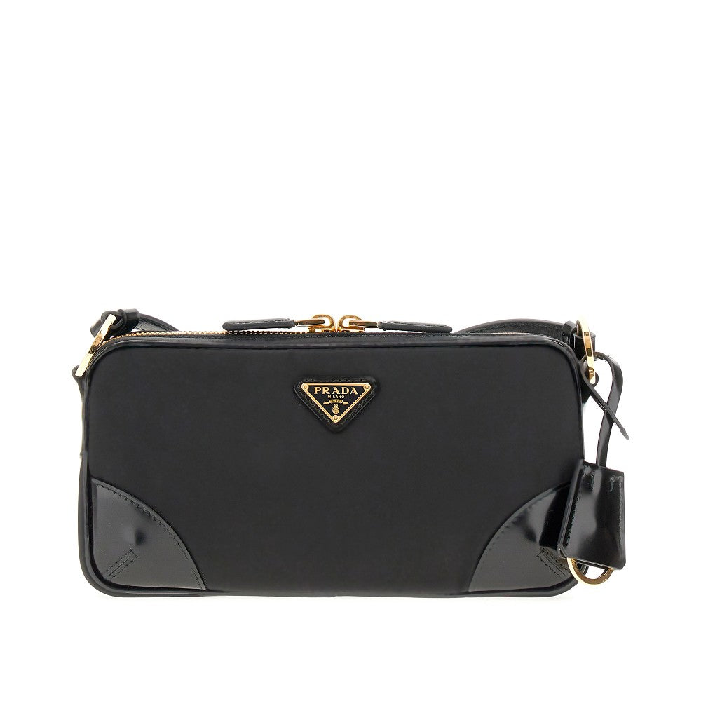 Re-Nylon and spazzolato leather shoulder bag