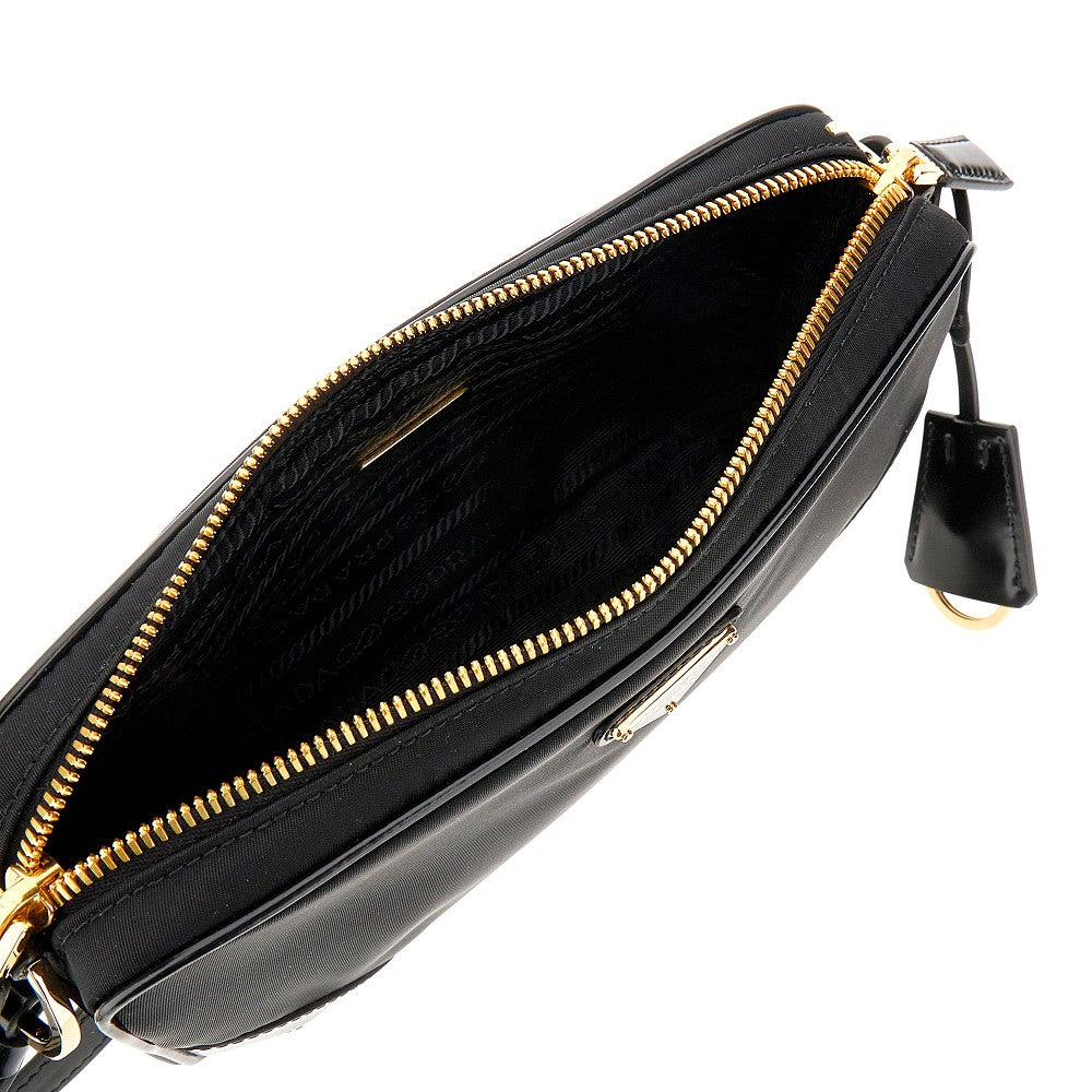 Re-Nylon and spazzolato leather shoulder bag
