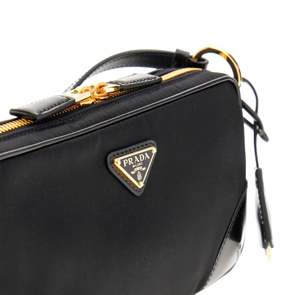 Re-Nylon and spazzolato leather shoulder bag