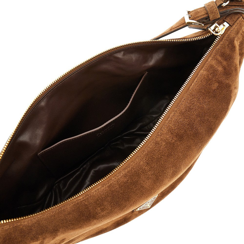 Suede leather large Prada Demi-lune bag