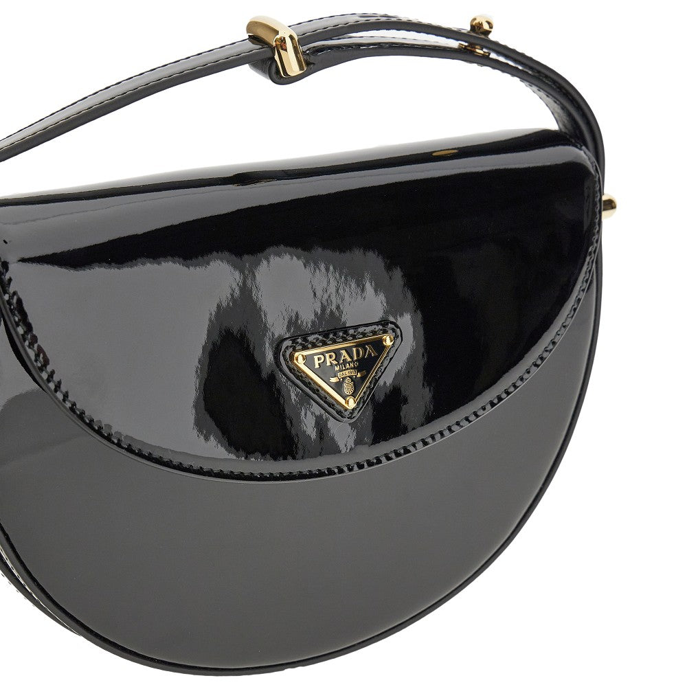 Mini borsa a tracolla in vernice con pattina