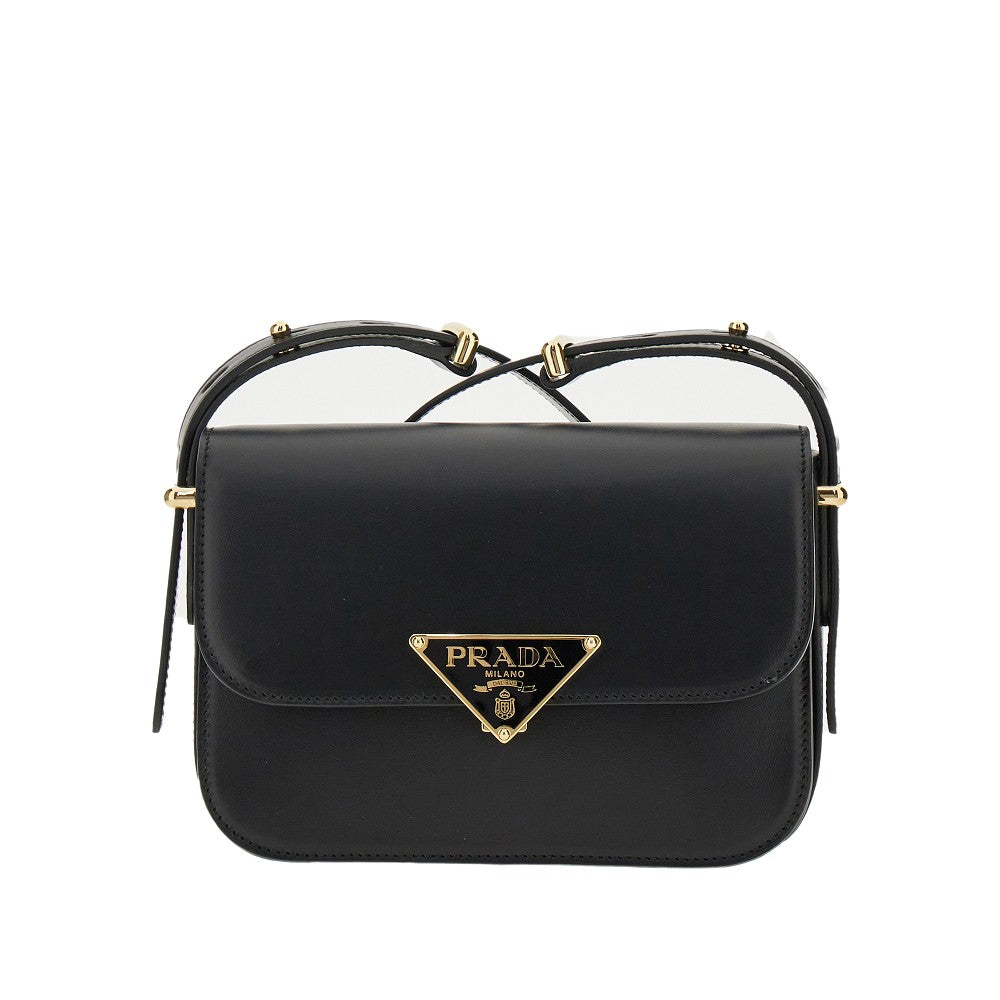 Borsa a tracolla in pelle con clip logo