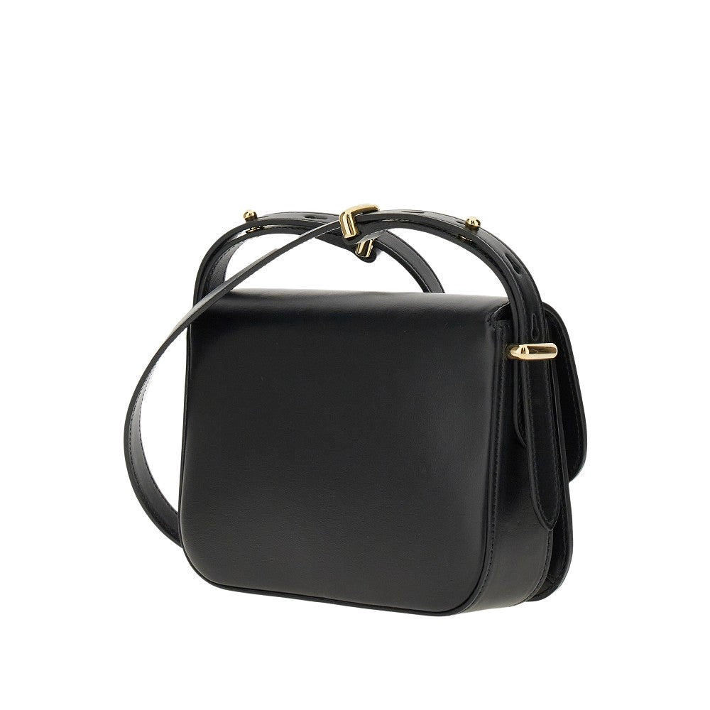 Borsa a tracolla in pelle con clip logo