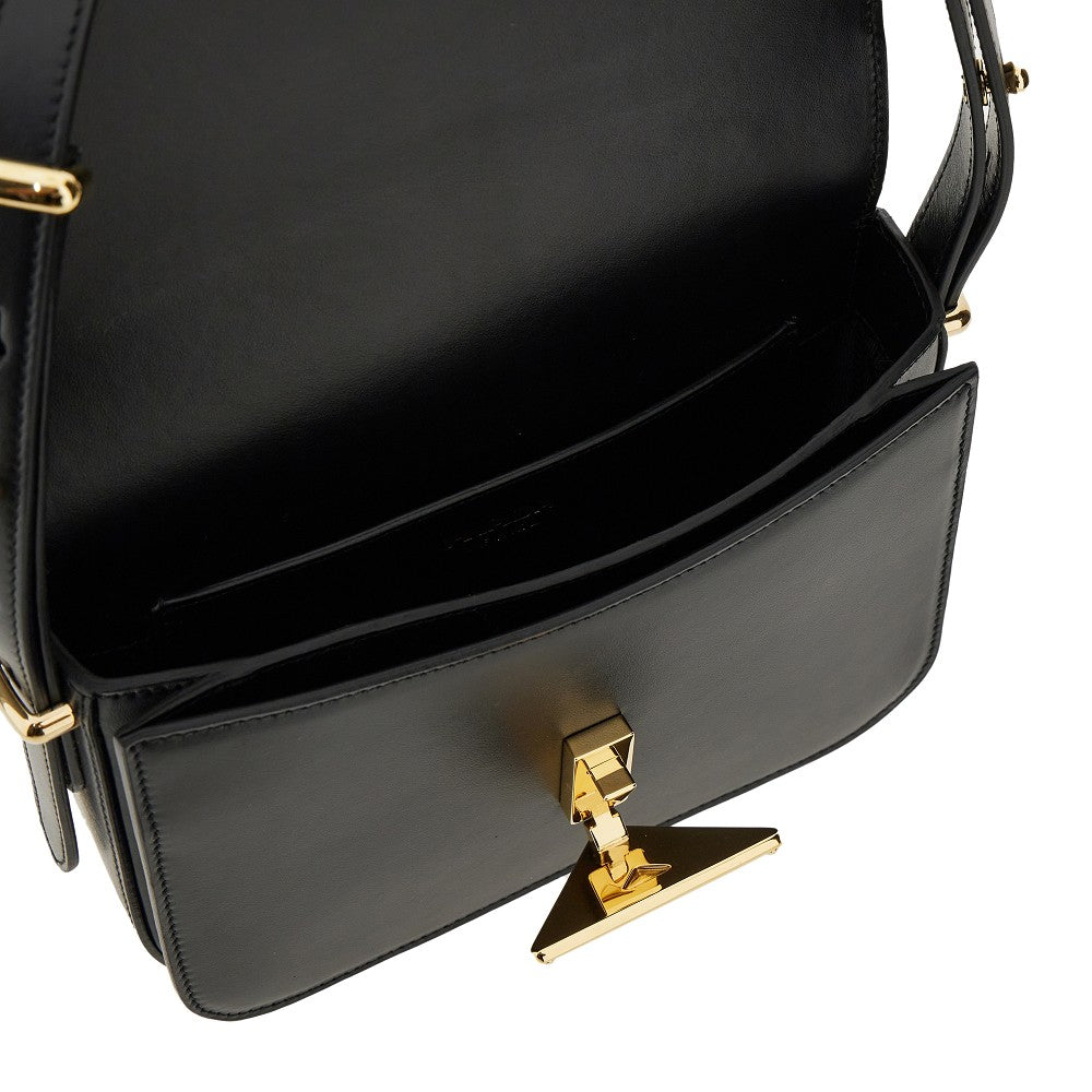 Borsa a tracolla in pelle con clip logo