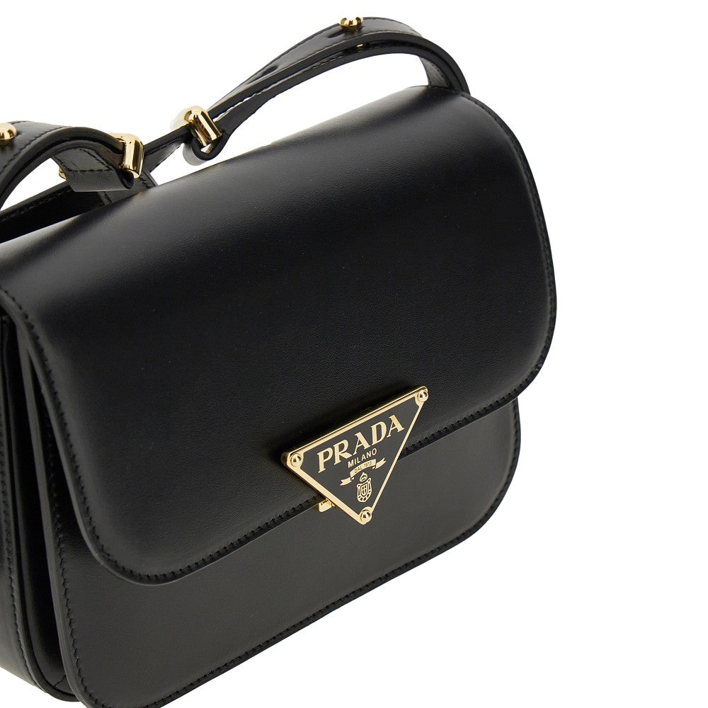 Borsa a tracolla in pelle con clip logo
