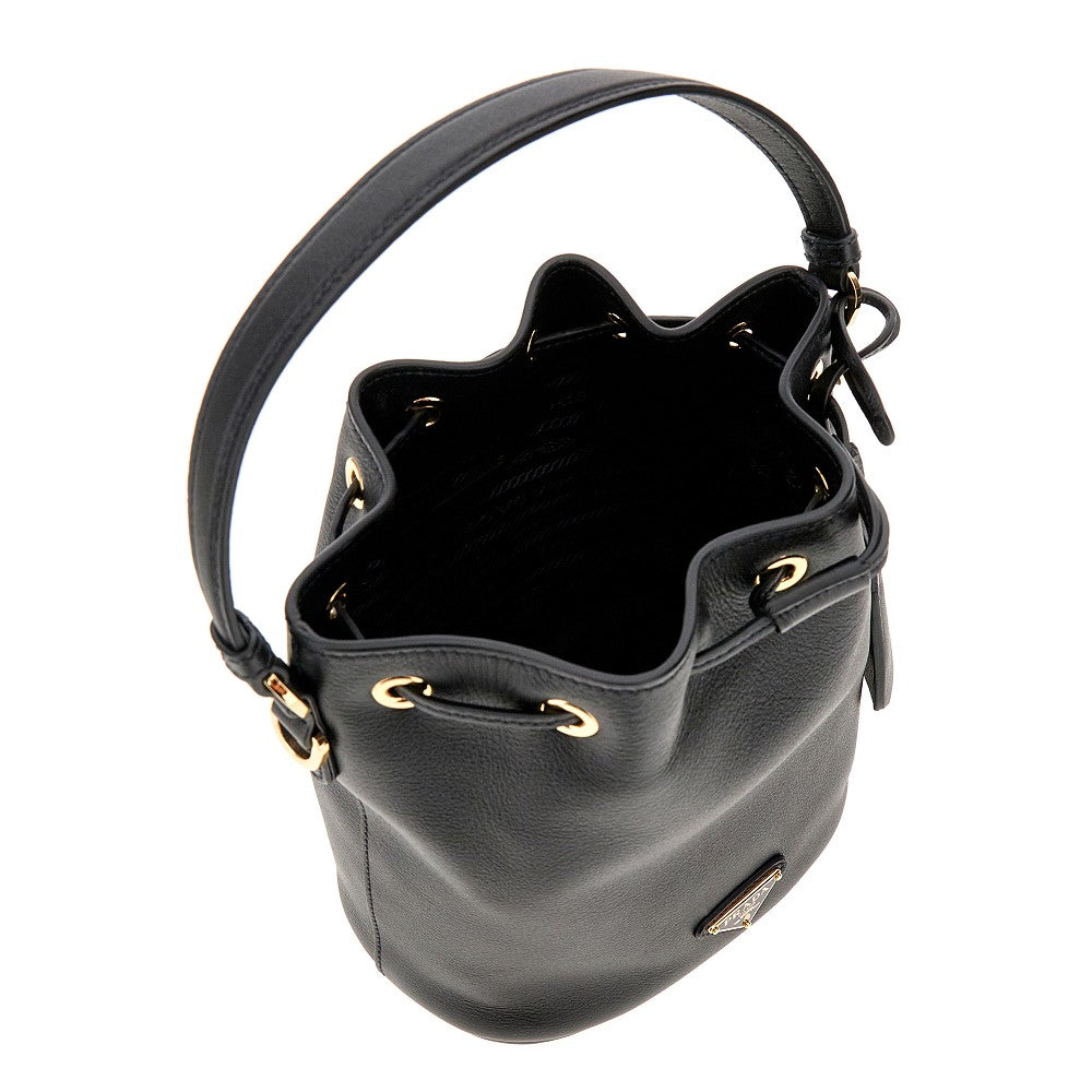 Mini borsa a secchiello in pelle