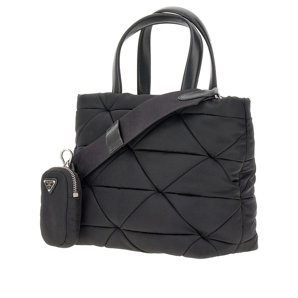 Borsa shopping piccola in Re-Nylon trapuntato