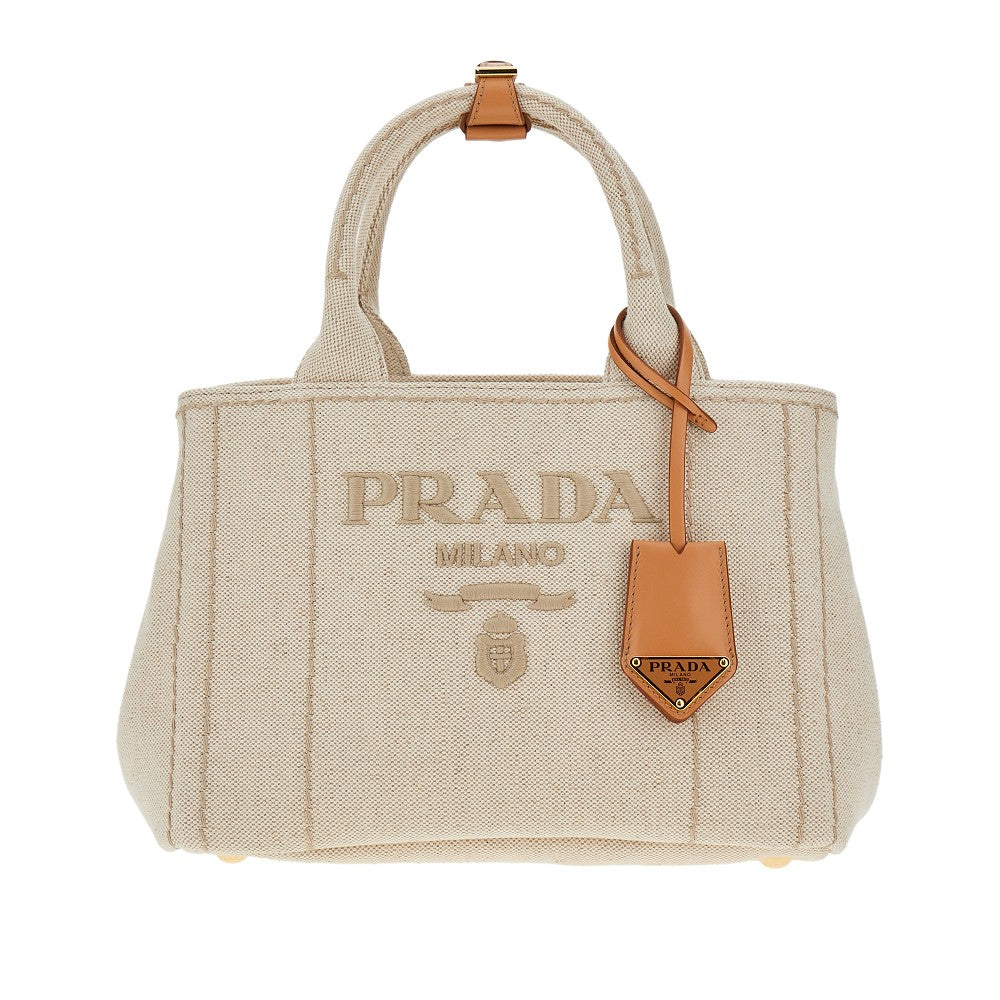 Borsa in tela con logo ricamato