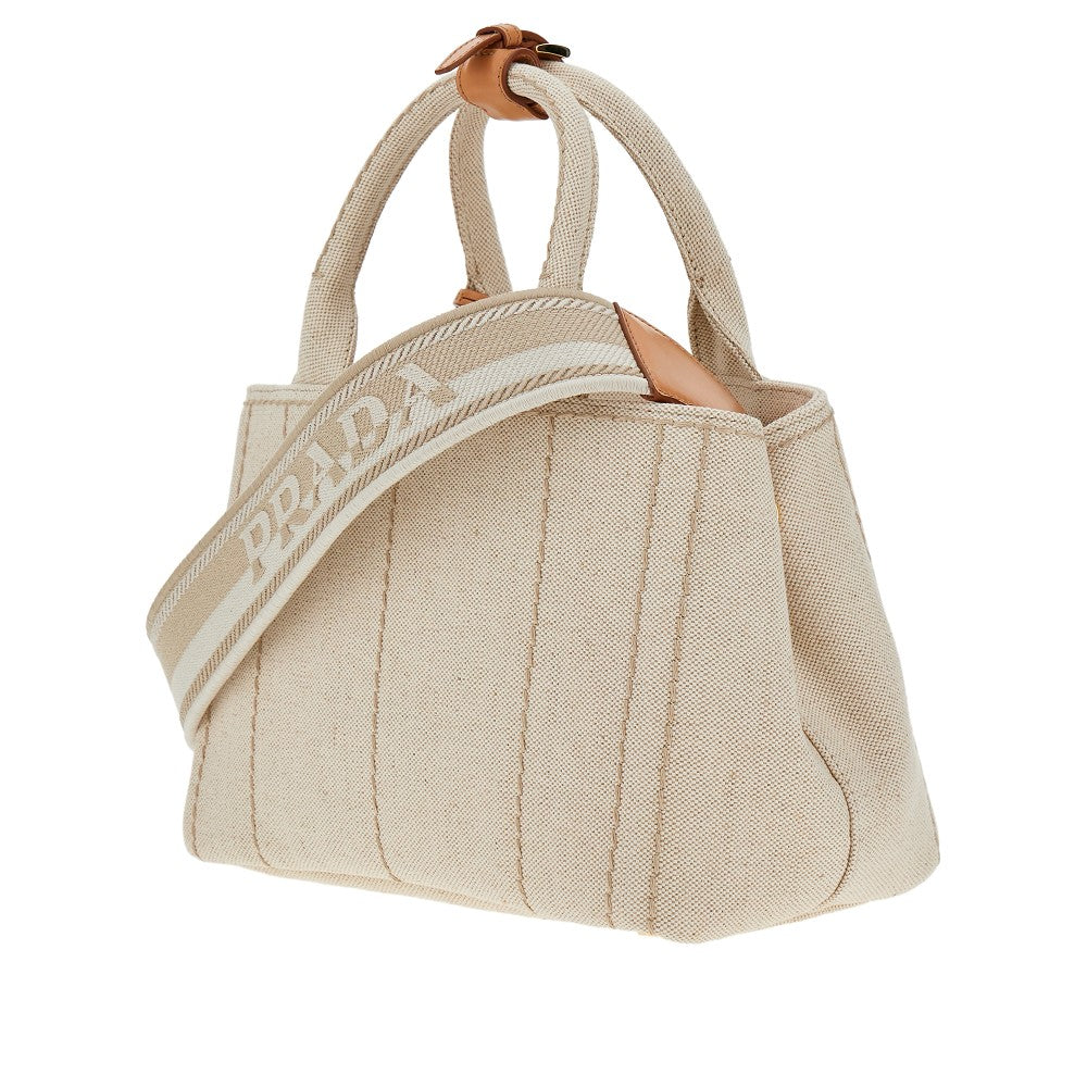Borsa in tela con logo ricamato