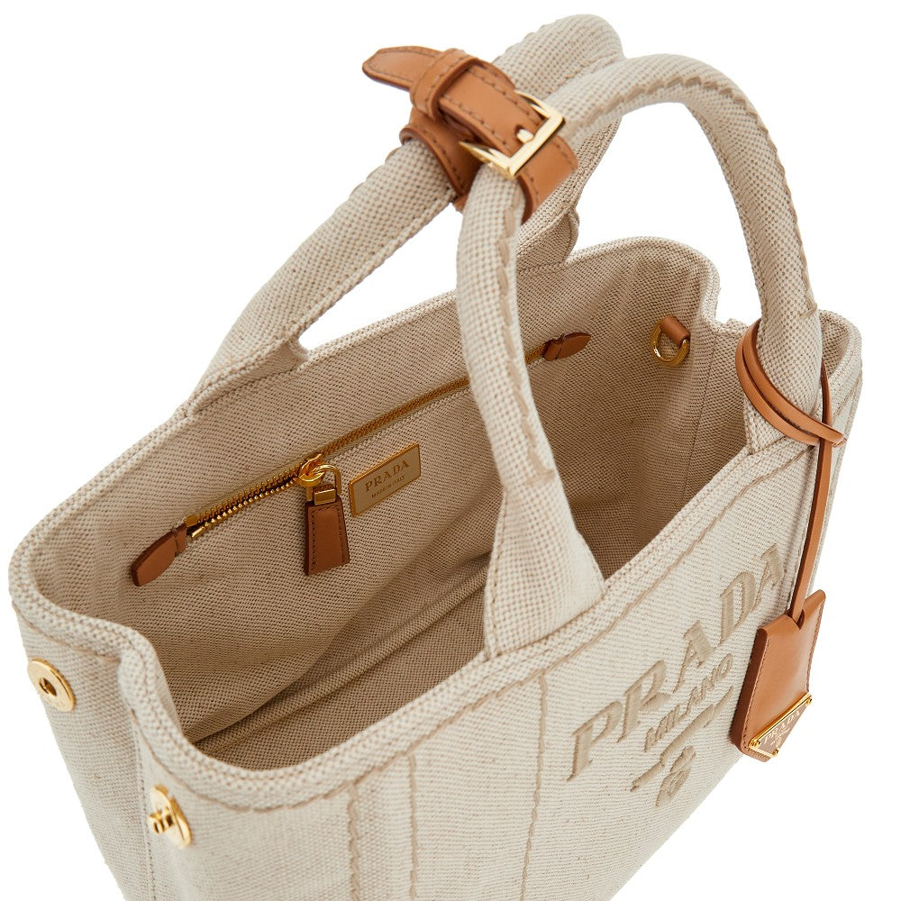 Borsa in tela con logo ricamato