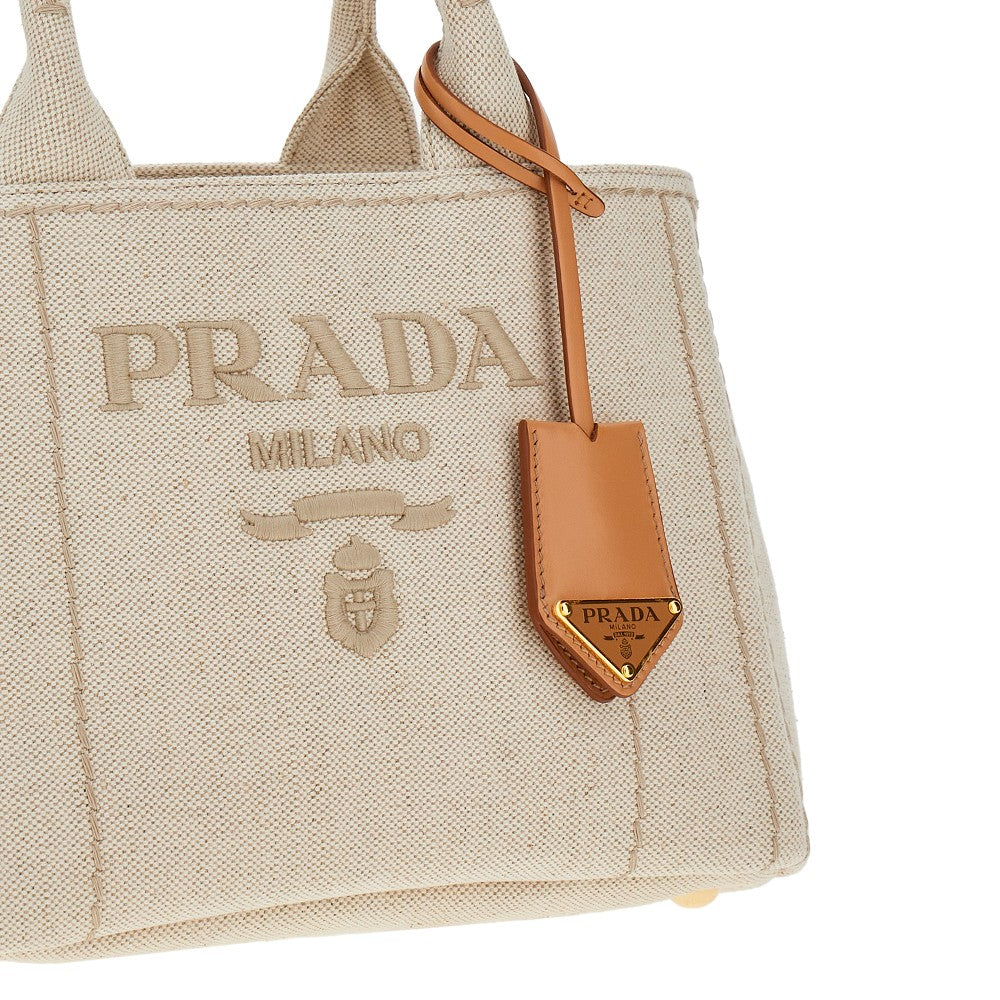 Borsa in tela con logo ricamato
