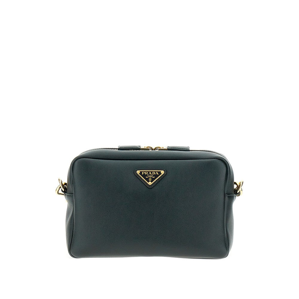 Leather crossbody bag with triangle logo