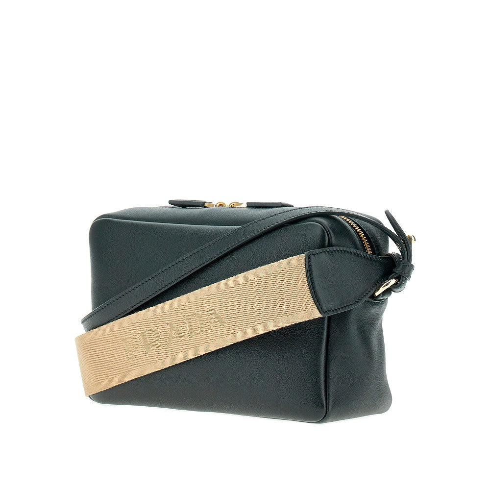 Borsa a tracolla in pelle con logo triangolo