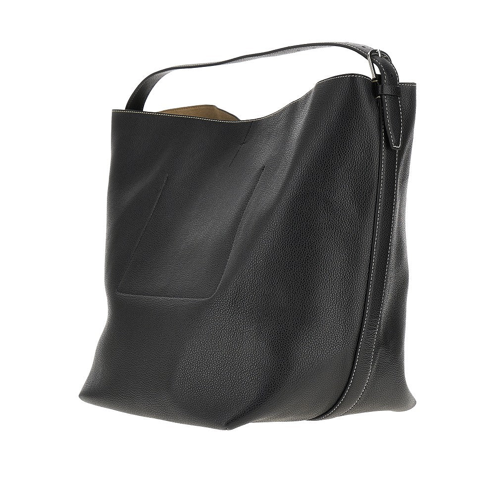 Grained leather 'Belted' tote bag