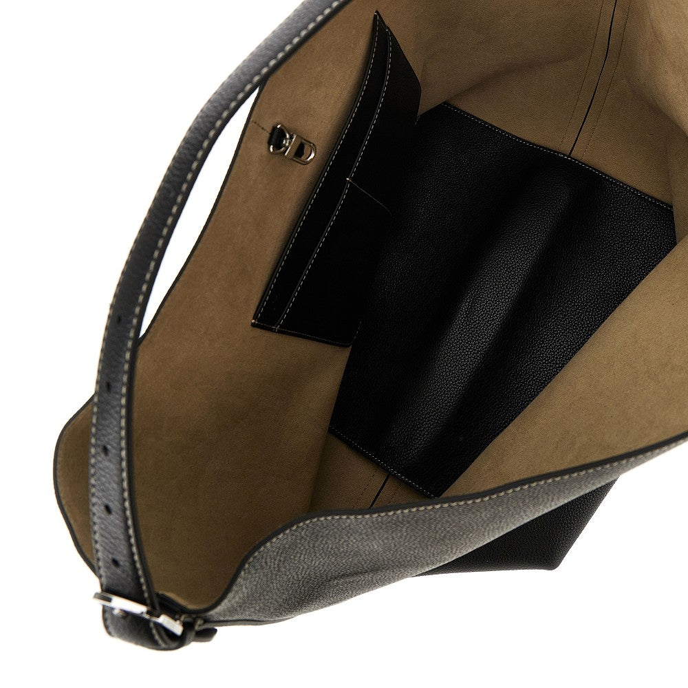 Grained leather 'Belted' tote bag