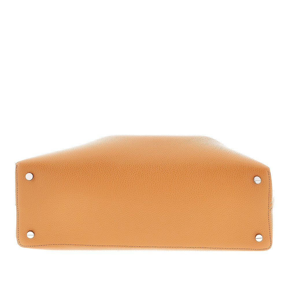 'T-Lock' grained leather top-handle bag
