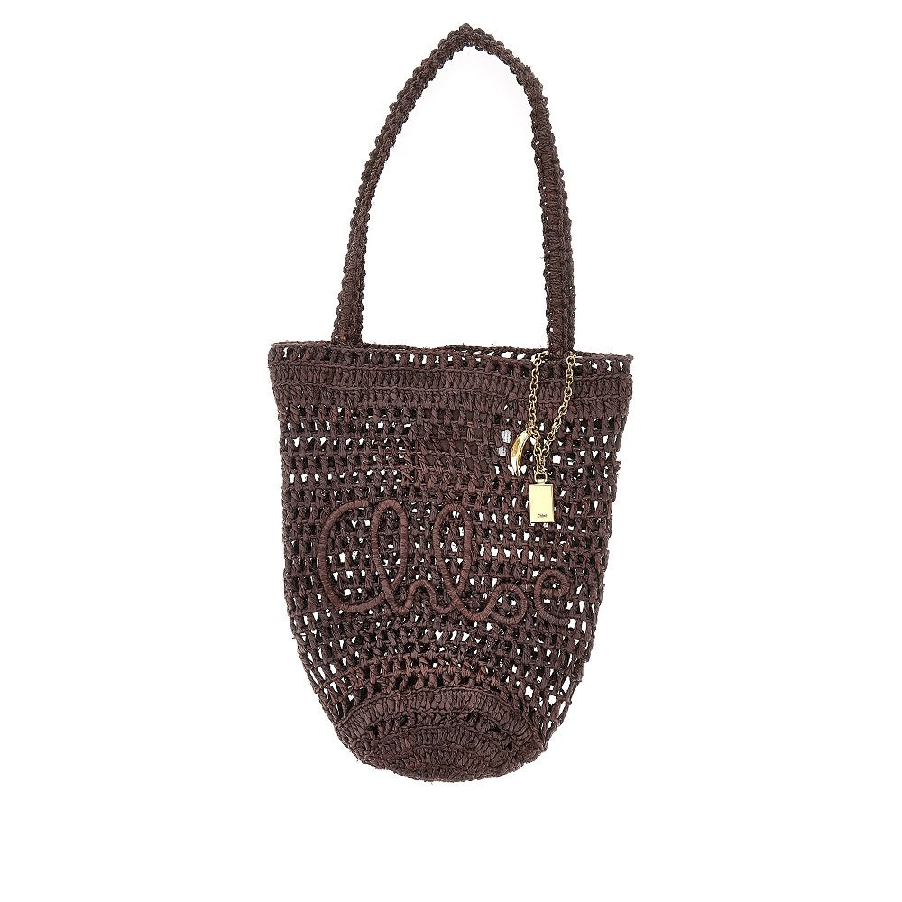 Rafia 'Summer Banana' small tote bag