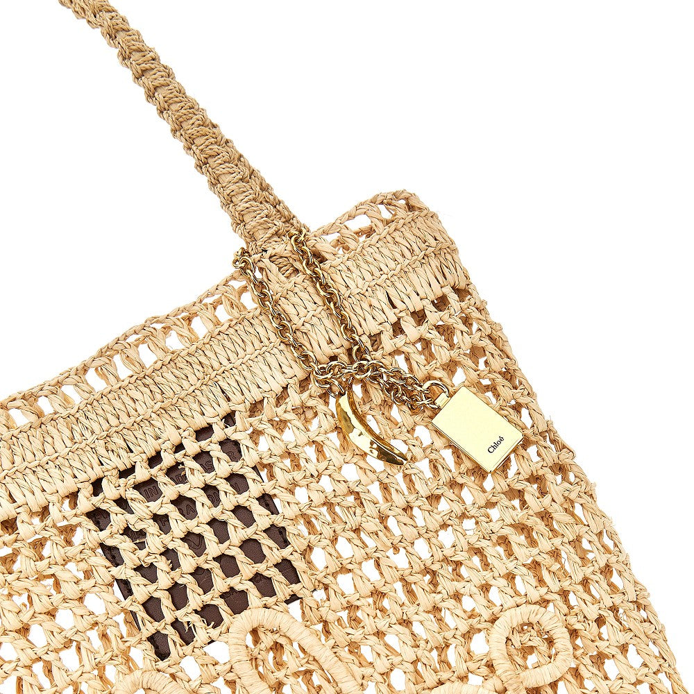 Rafia 'Summer Banana' small tote bag