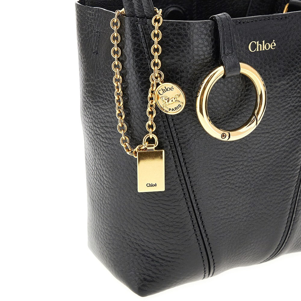 Tote bag 'Spin' piccola in pelle granata