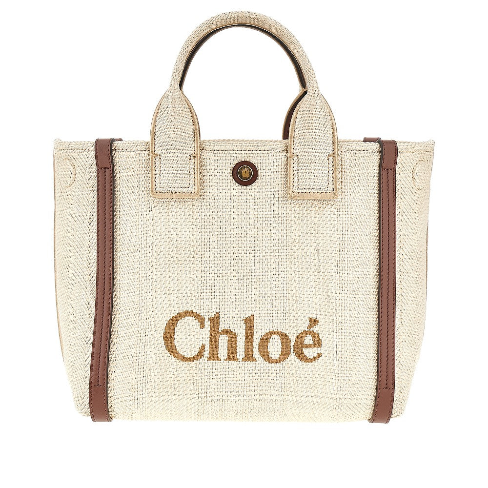 Rafia-effect fabric small 'Chloé Carry' tote
