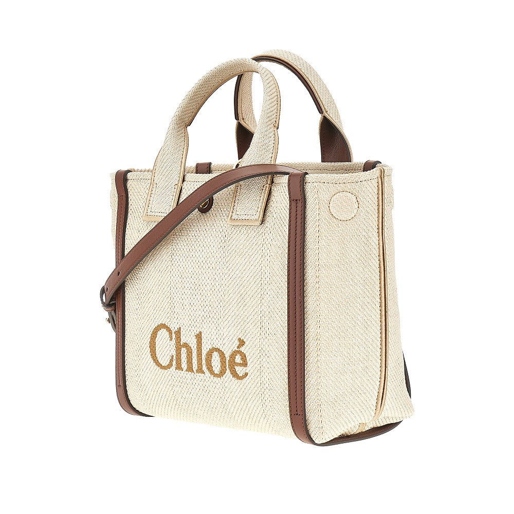 Rafia-effect fabric small 'Chloé Carry' tote