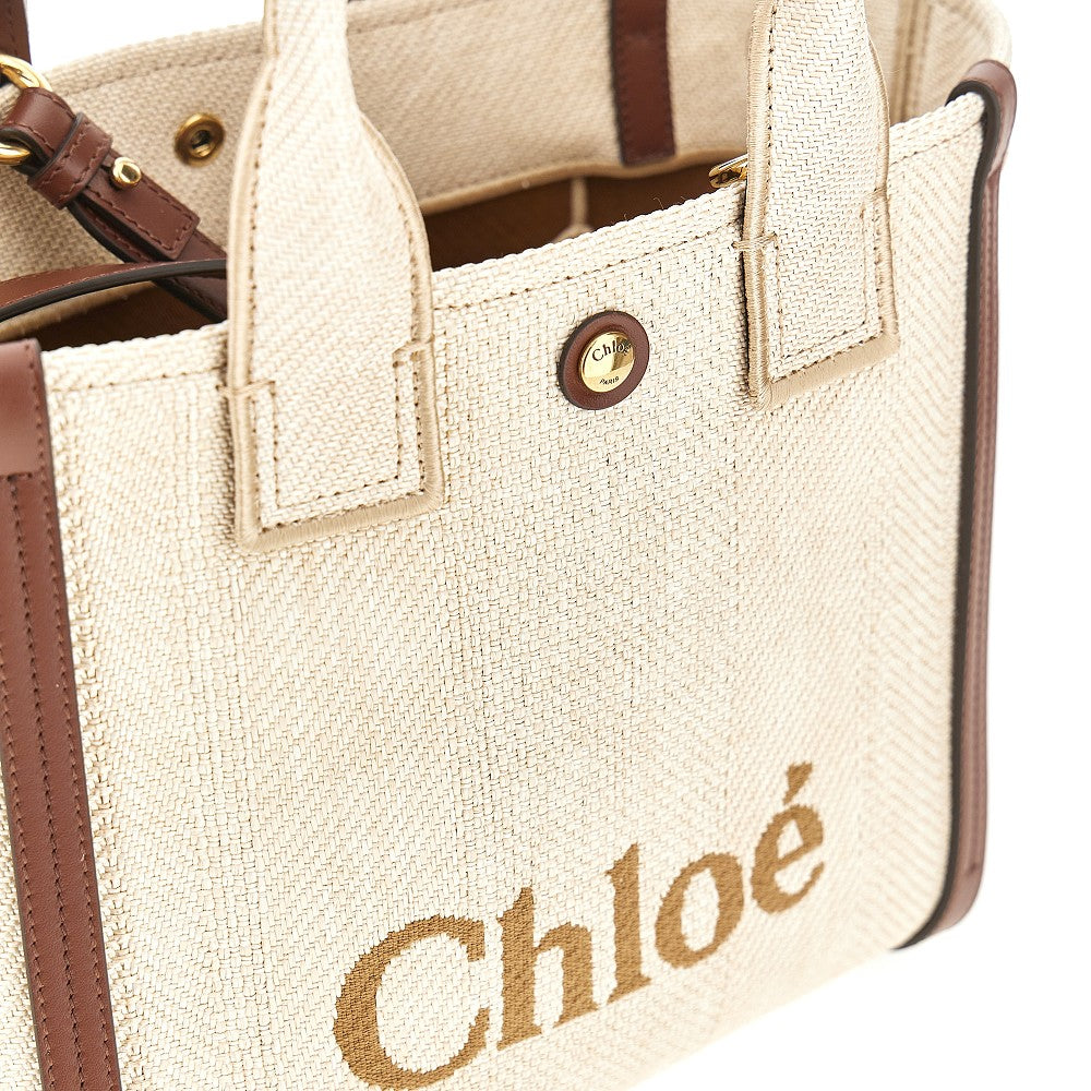 Rafia-effect fabric small 'Chloé Carry' tote