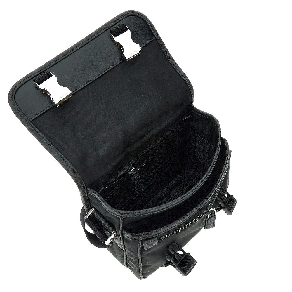 Borsa a tracolla in Re-Nylon e pelle Saffiano