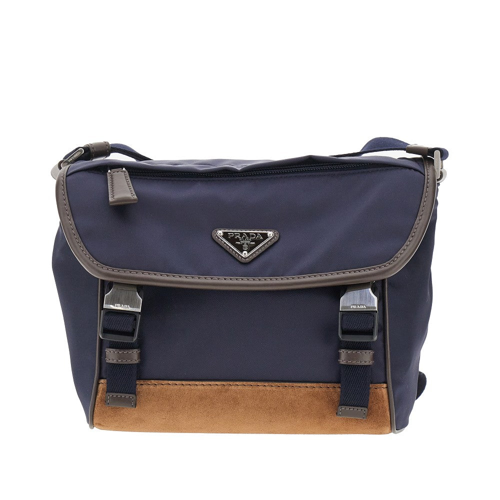 Borsa a tracolla in Re-Nylon e pelle